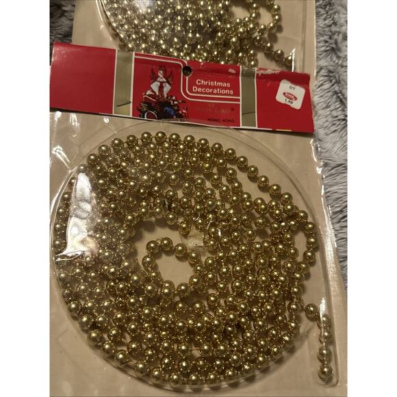 Vintage Gold Beaded Christmas Garland Santa Land 2 Packs - Picture 2 of 6